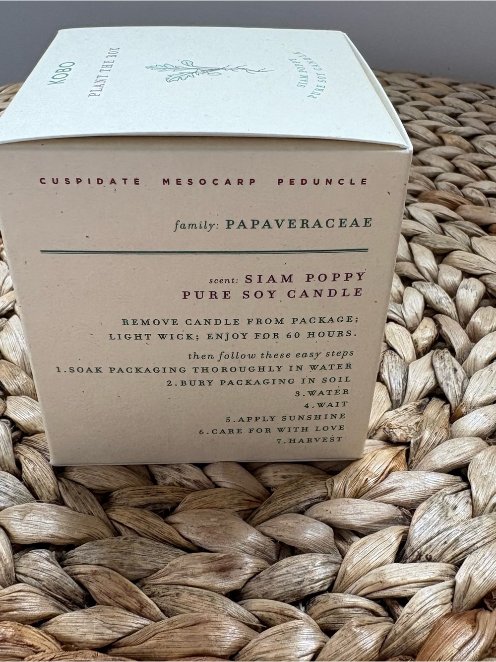Kobo Siam Poppy Soy Candle Plantable Box - Picture 6 of 15